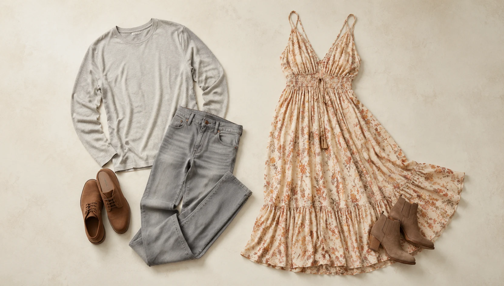 Outfit ideas for piggyback ride through falling leaves engagement photos