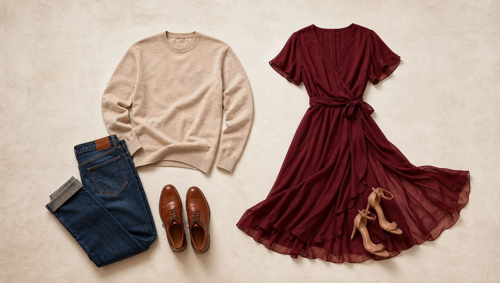 Outfit ideas for golden hour piggyback ride through fall leaves engagement photos