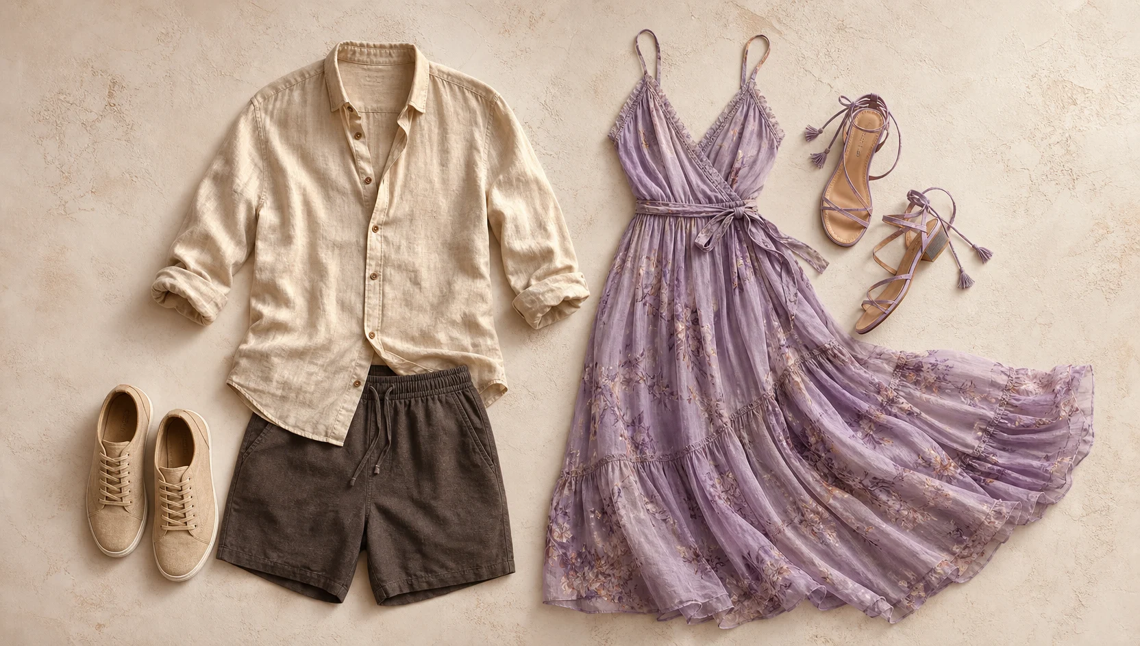 Outfit ideas for piggyback ride through shallow waves at warm sunset engagement photos