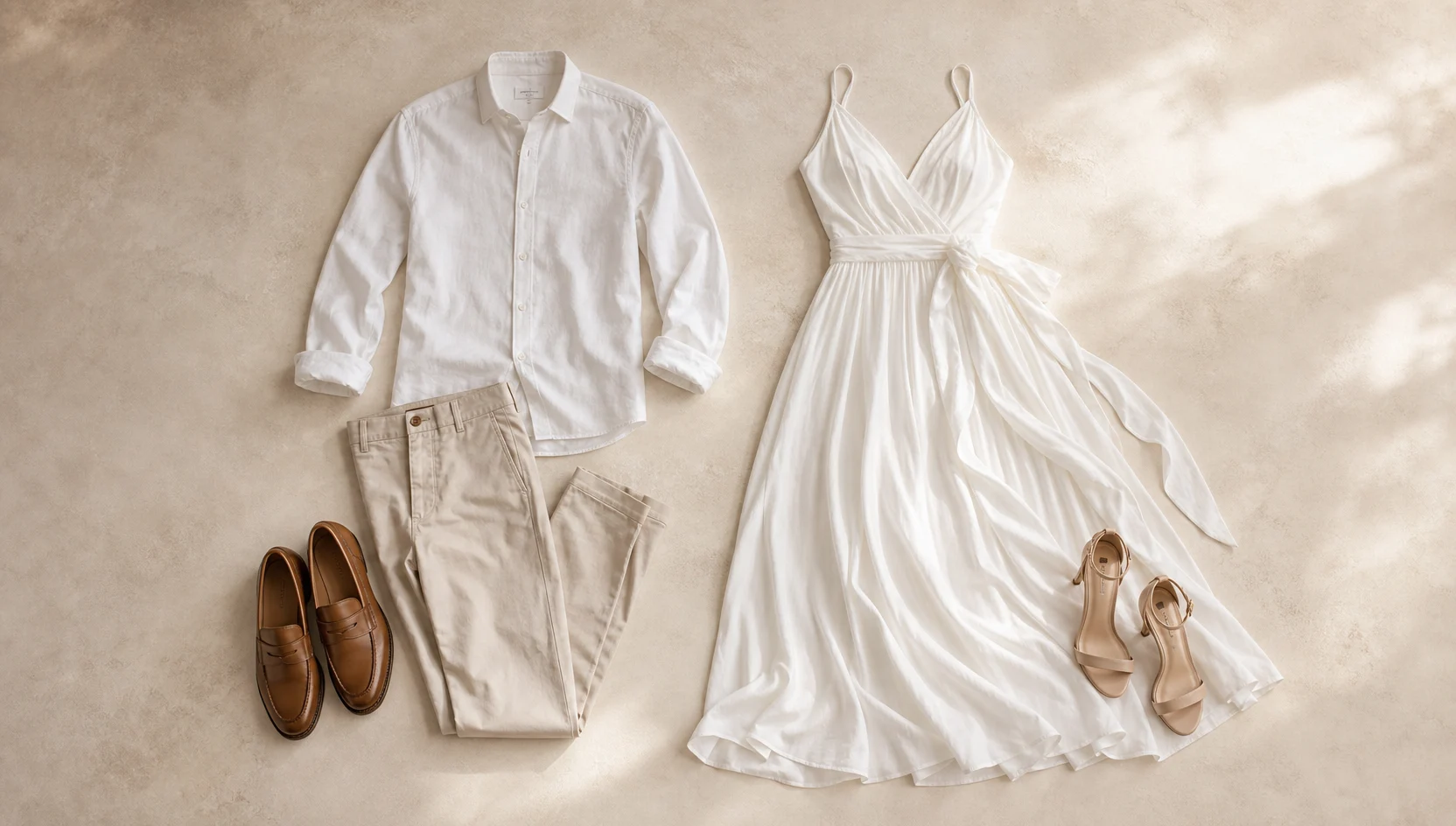 Outfit ideas for golden hour piggyback ride down the avenue engagement photos
