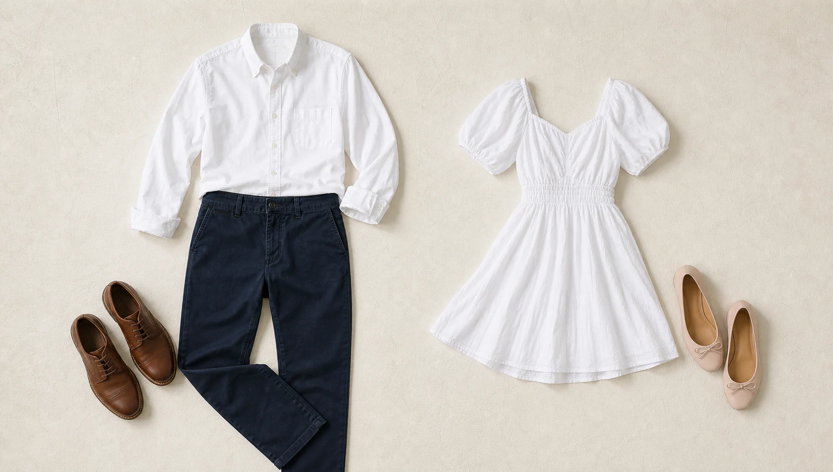 Outfit ideas for playful dip kiss on cobblestone alley engagement photos