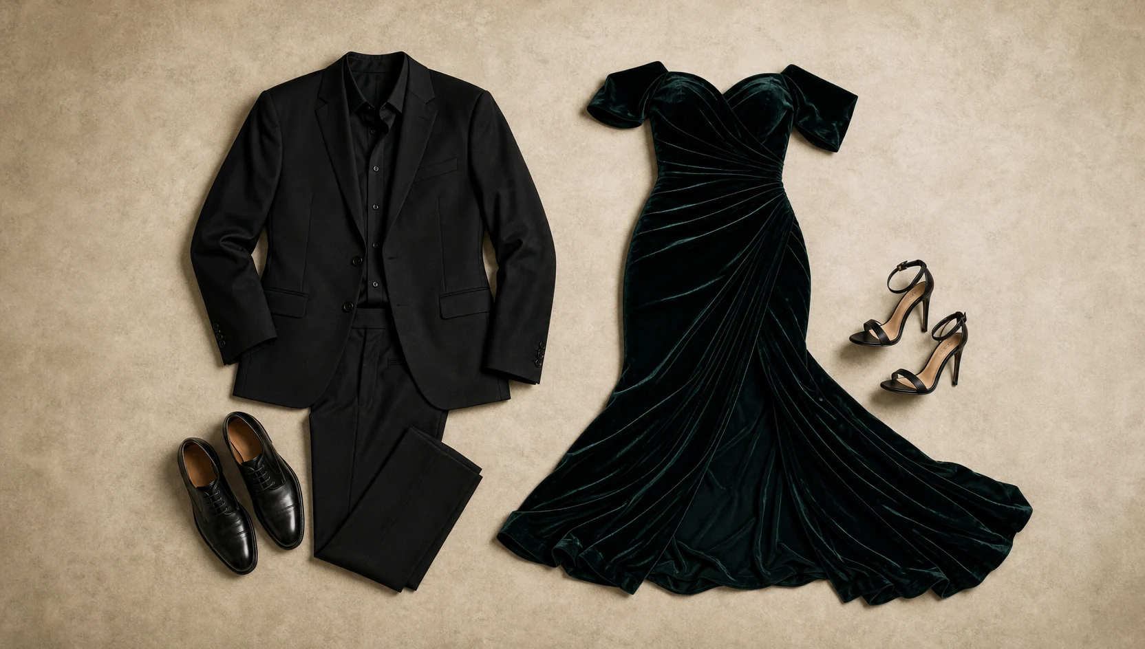 Outfit ideas for playful slow dance in dark dramatic gallery engagement photos