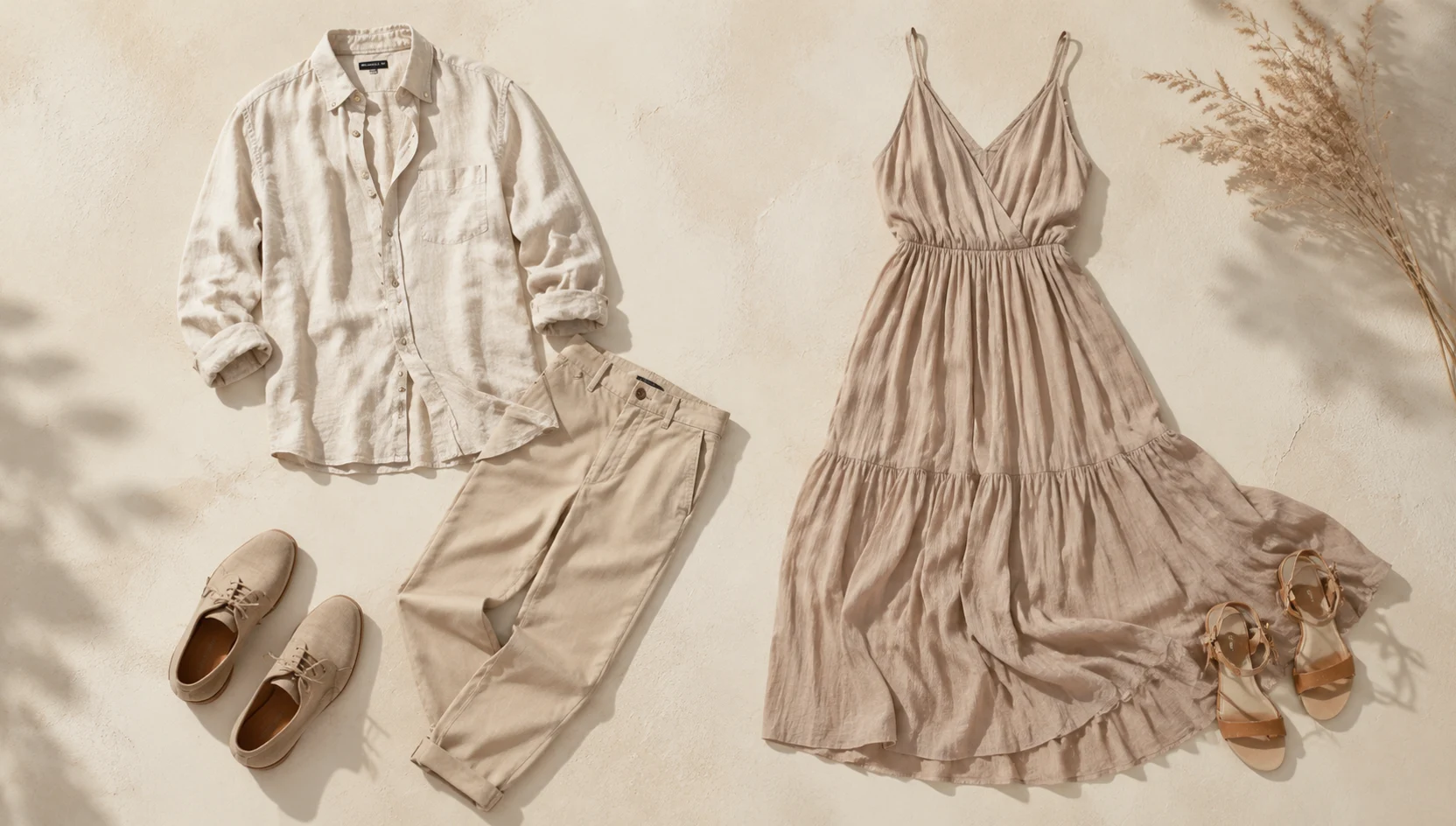 Outfit ideas for playful stroll along the shore at sunset engagement photos