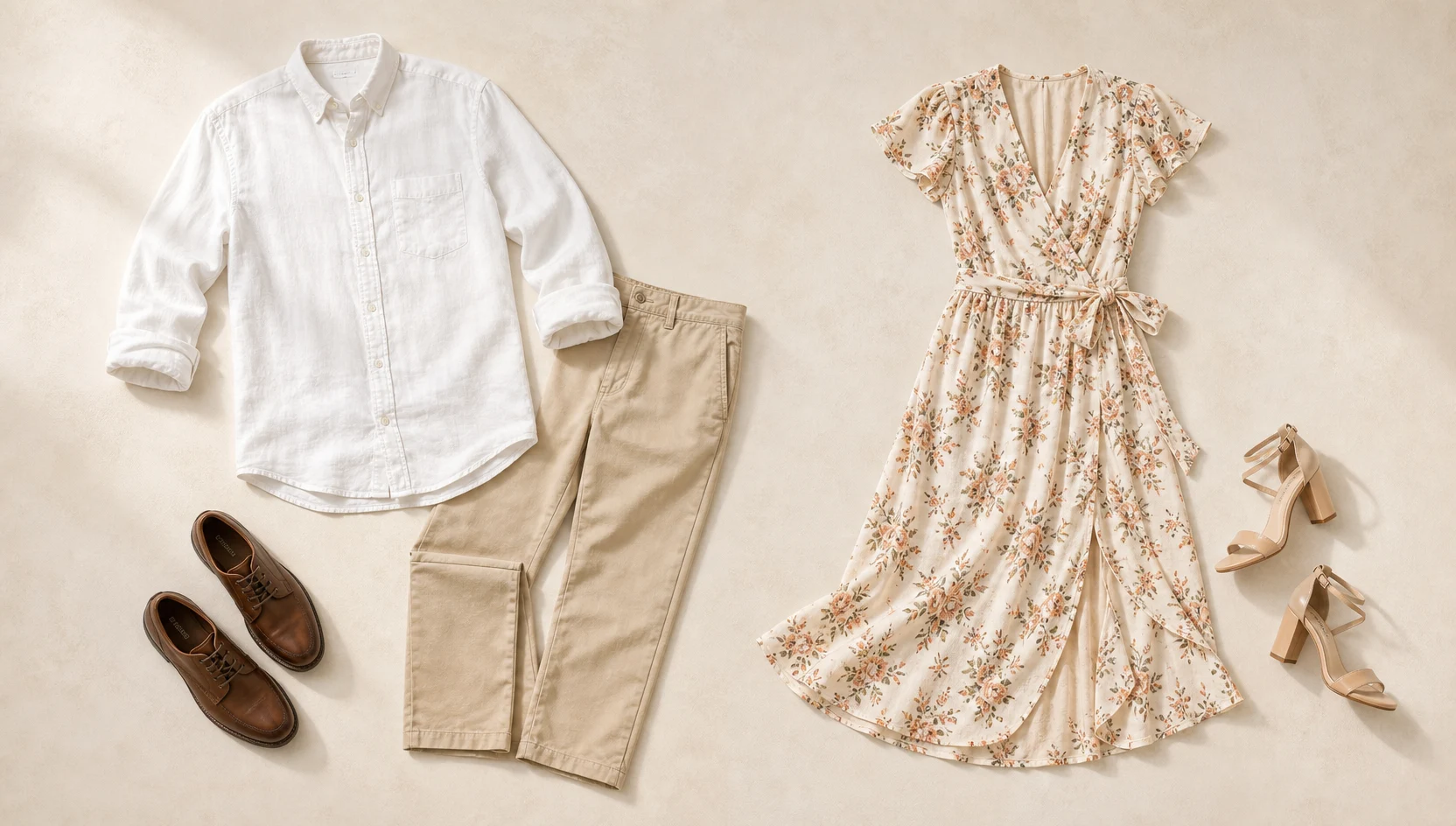 Outfit ideas for playful stroll along a cherry blossom path at golden hour engagement photos
