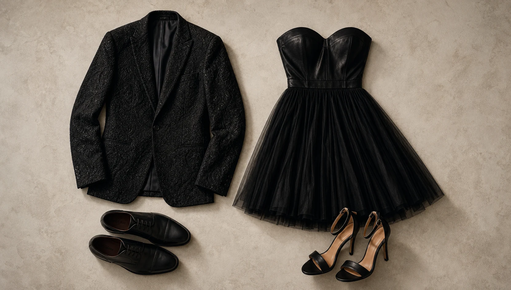 Outfit ideas for playful whisper in dark gallery corridor engagement photos