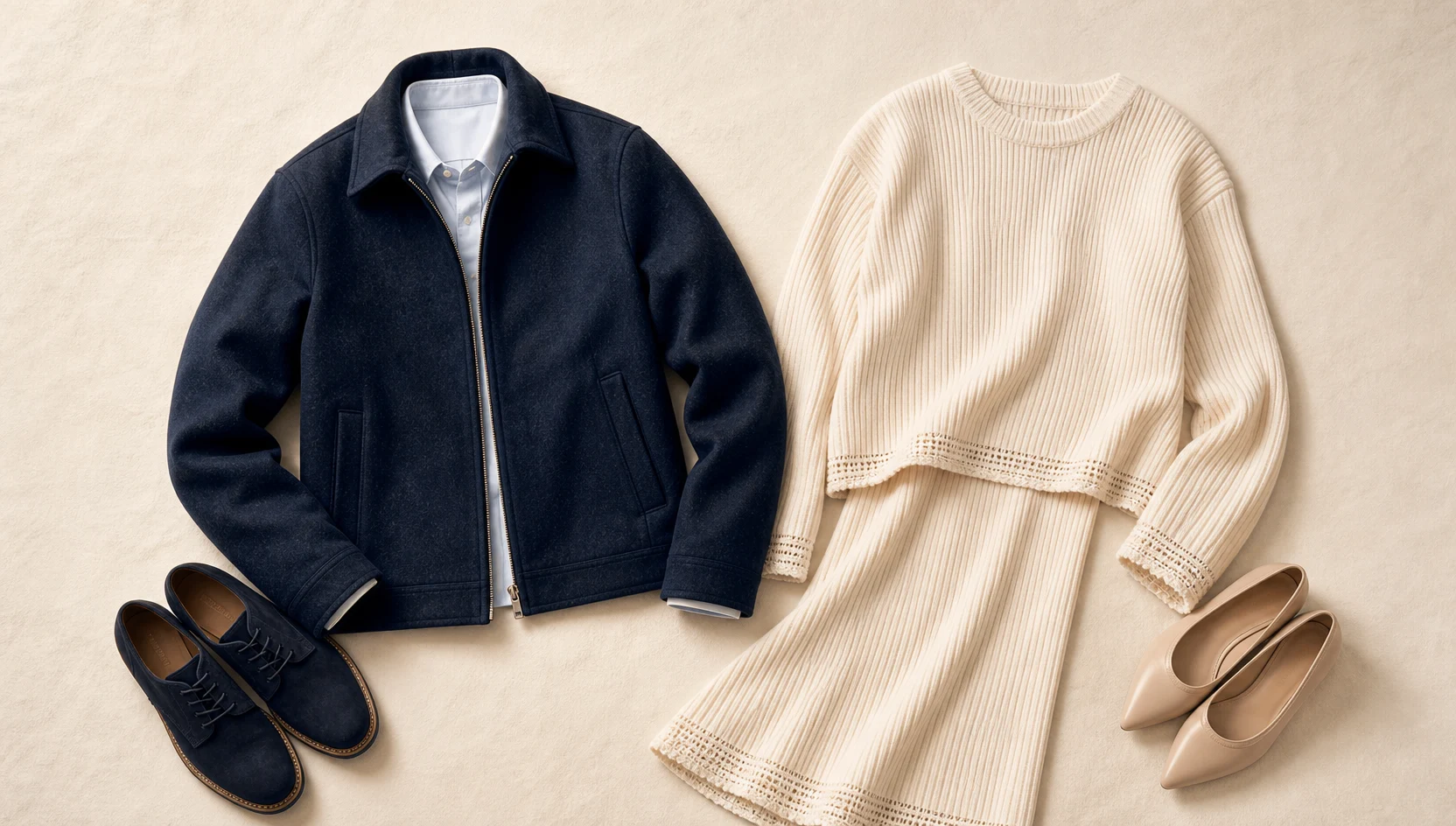 Outfit ideas for editorial ring reveal in soft fall light engagement photos