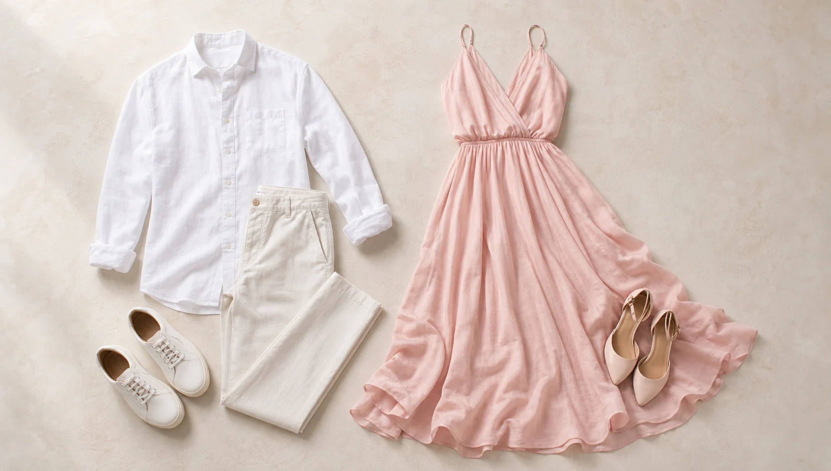 Outfit ideas for ring reveal in cupped hands, soft morning beach engagement photos