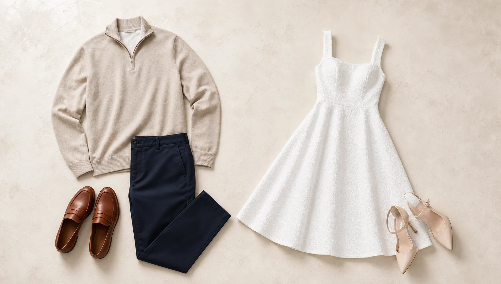Outfit ideas for playful ring reveal in soft overcast alley light engagement photos