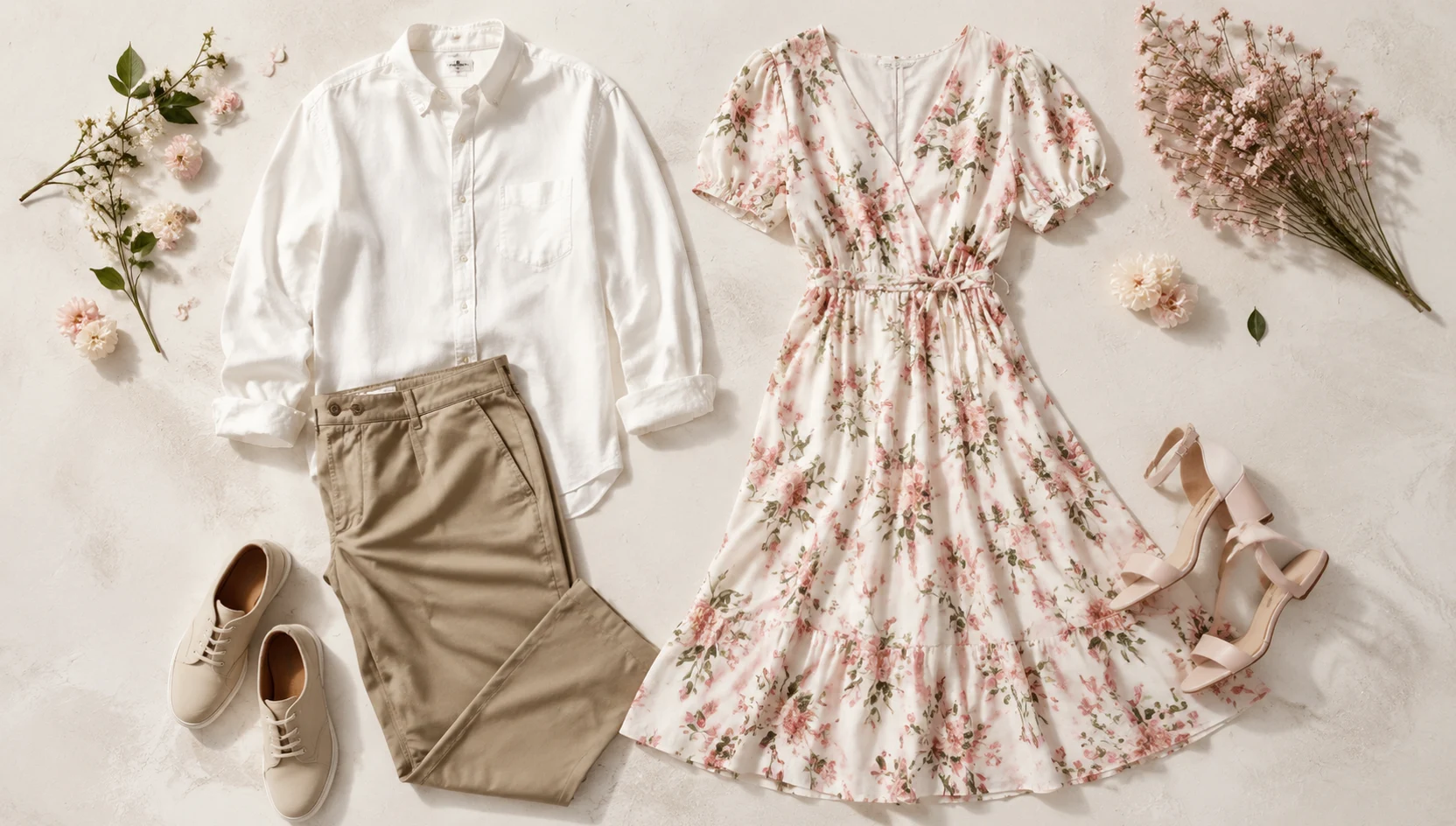 Outfit ideas for spinning through a corridor of pink roses engagement photos