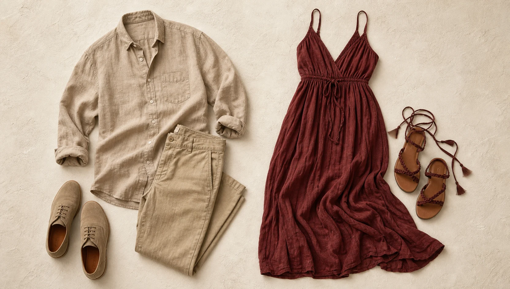 Outfit ideas for silhouetted horizon watchers at sunset engagement photos