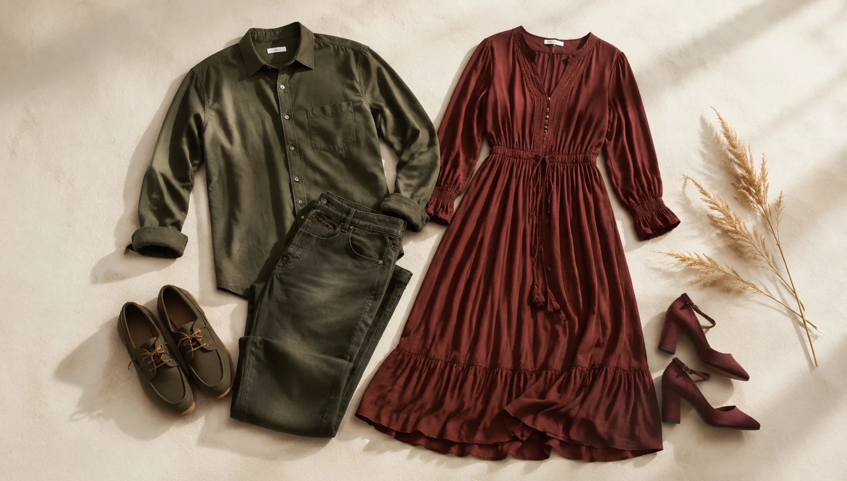 Outfit ideas for sitting close among glowing aspen leaves engagement photos
