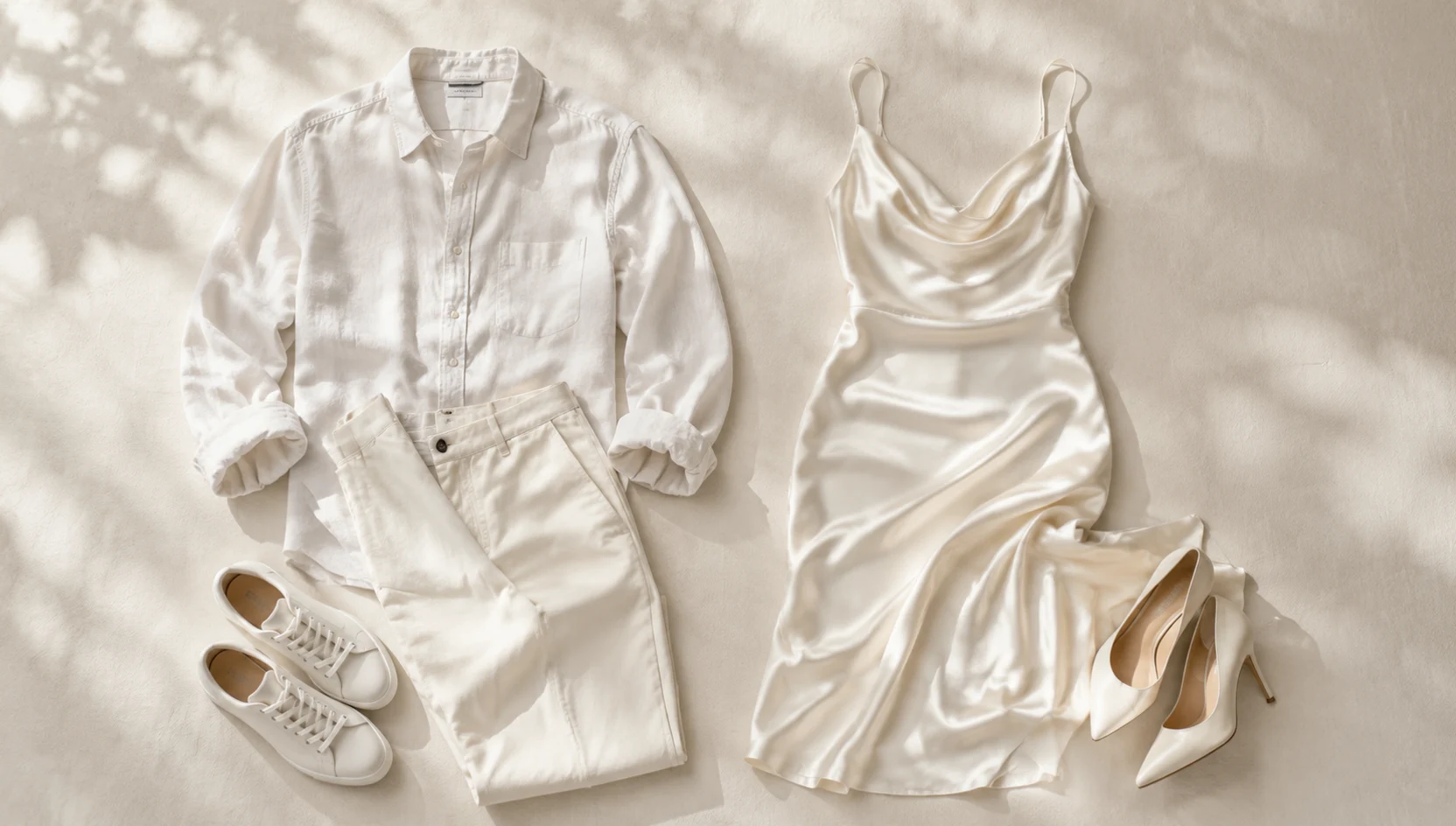 Outfit ideas for sitting close in dramatic side light engagement photos