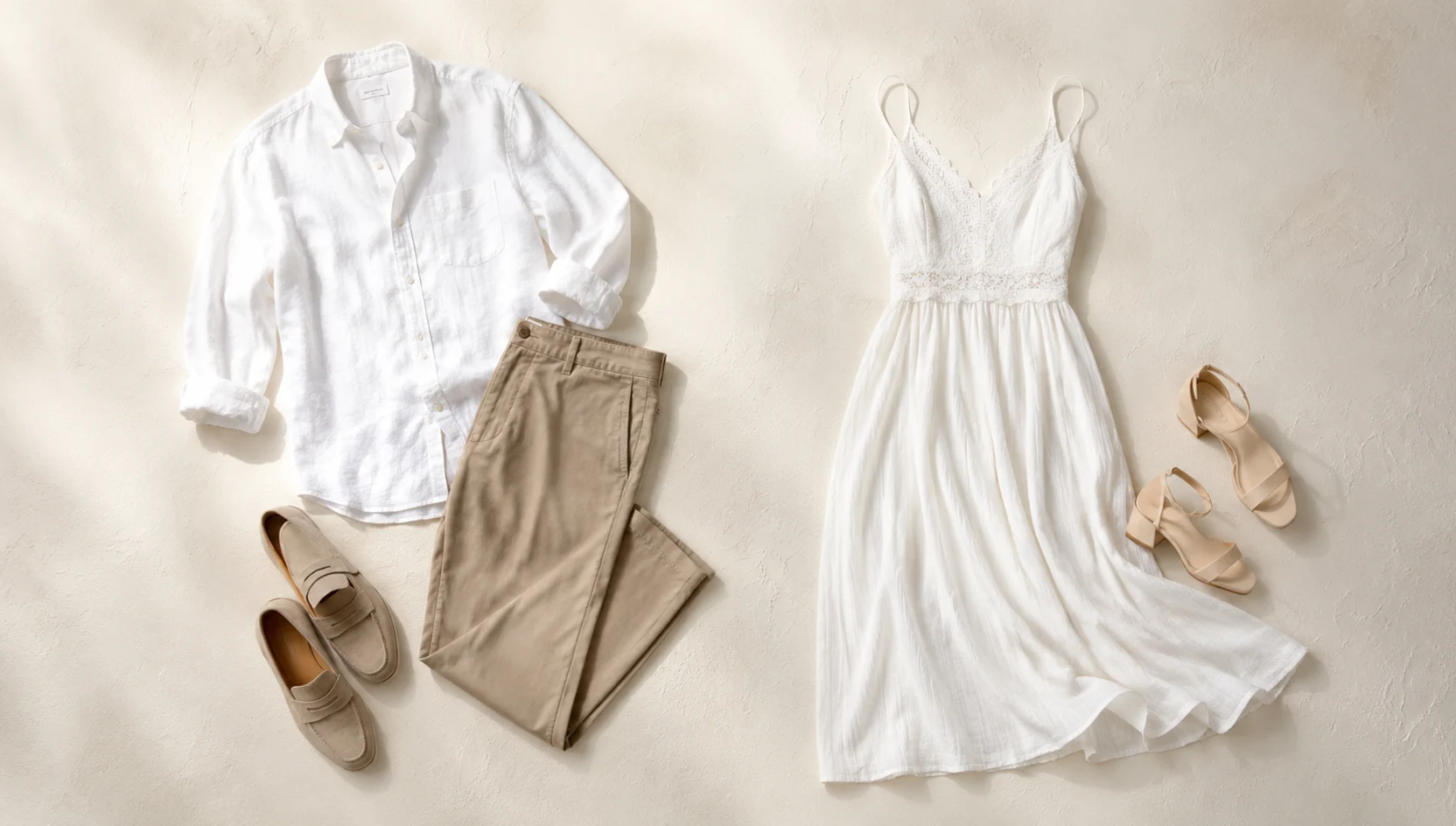 Outfit ideas for sitting close in misty sunrise waves engagement photos