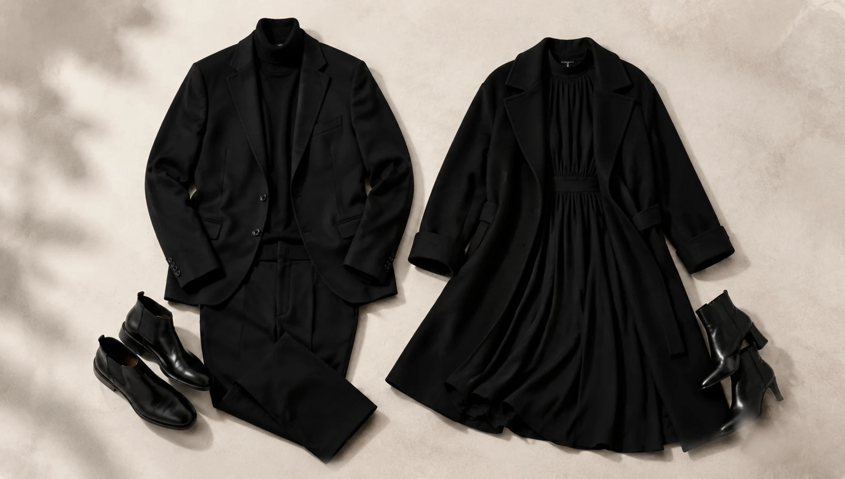 Outfit ideas for sitting close at sunset with city rooftops engagement photos