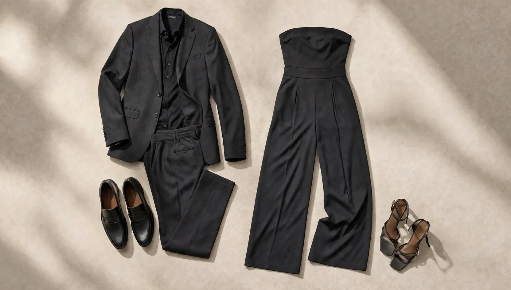 Outfit ideas for sitting close at the top of the stairs at sunset engagement photos