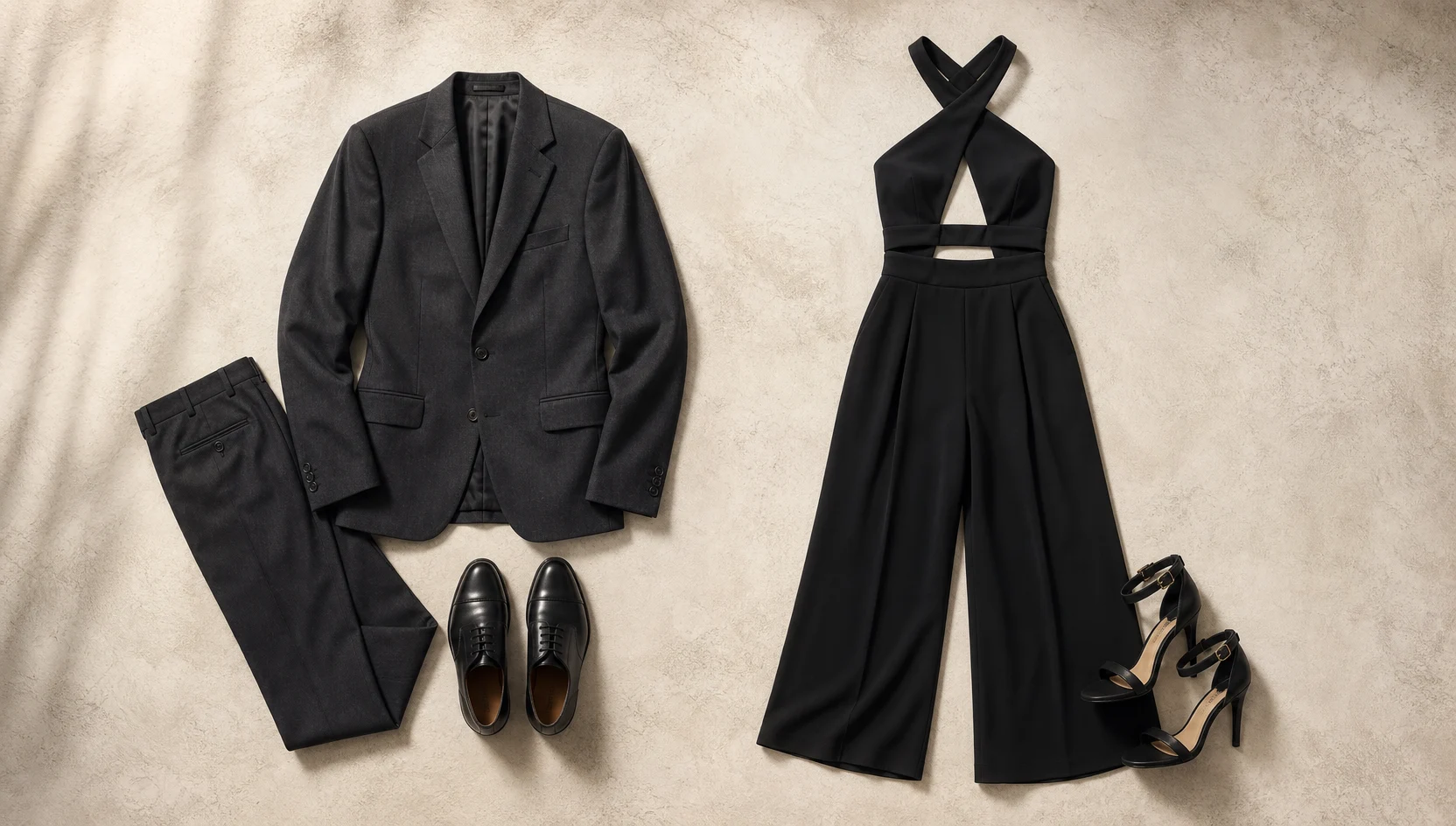 Outfit ideas for sunset curb sitting in monochrome engagement photos