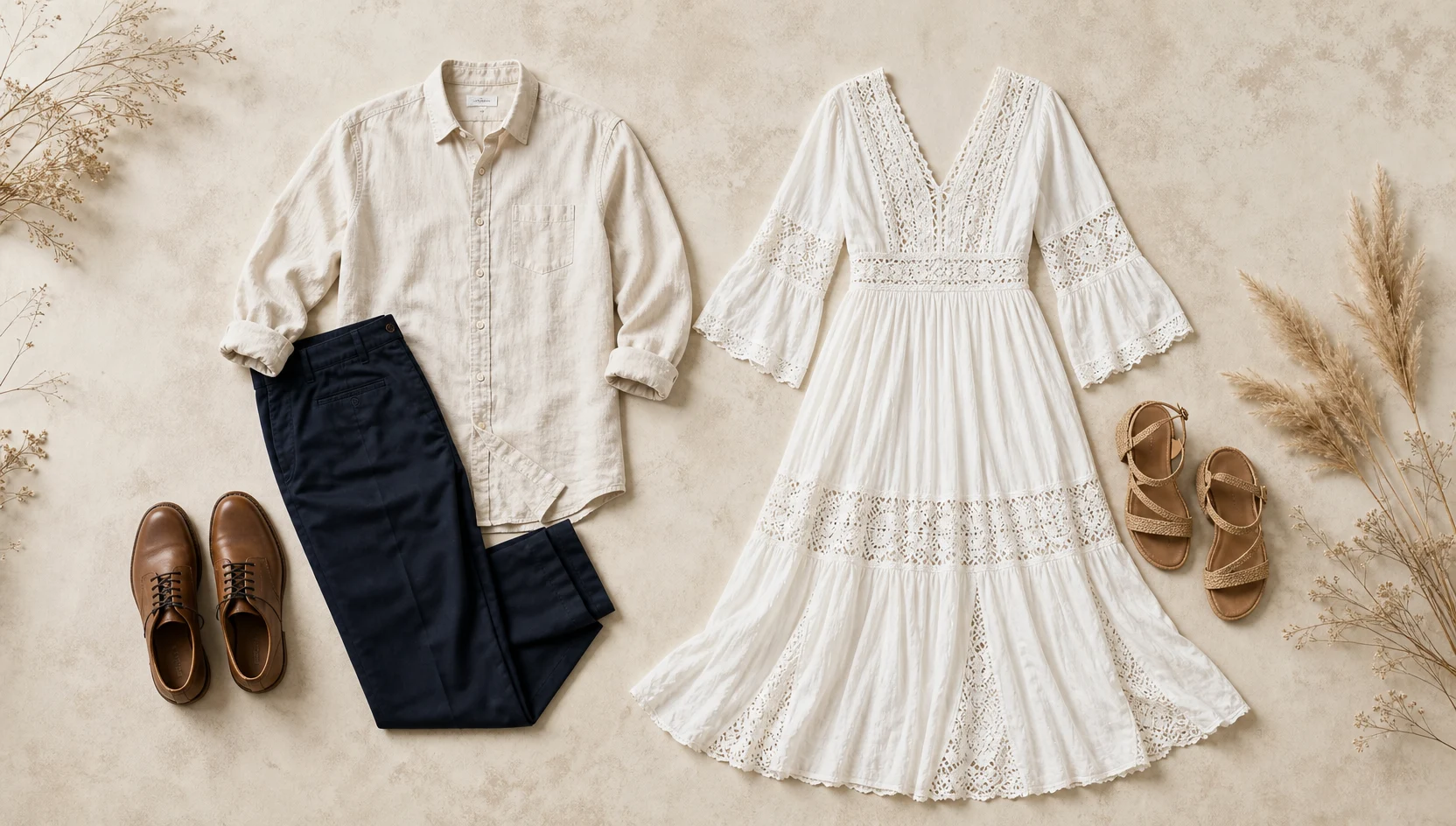 Outfit ideas for slow dance in dappled spring light engagement photos