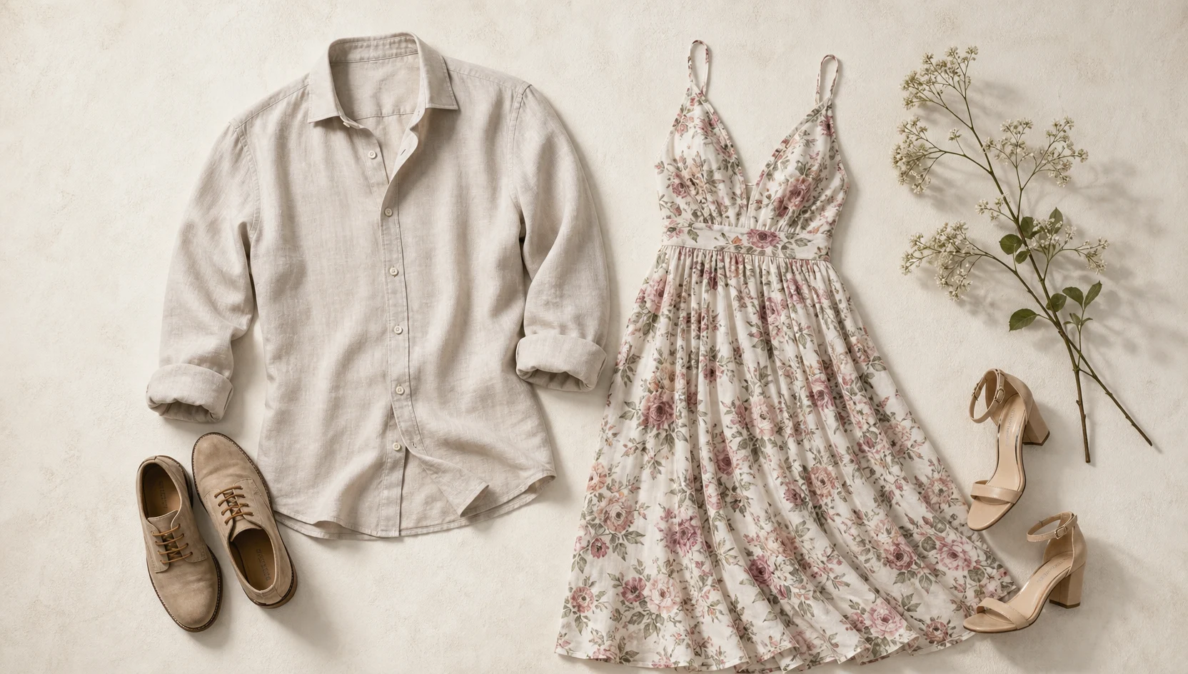 Outfit ideas for slow dance under dappled shade engagement photos