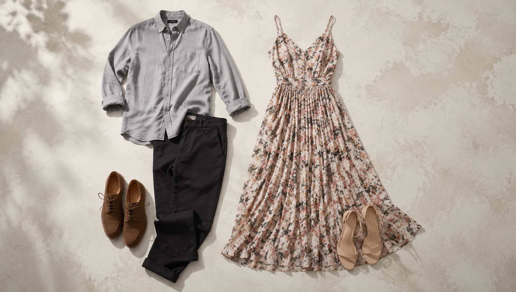 Outfit ideas for slow dance in fog-shrouded shallow pool engagement photos