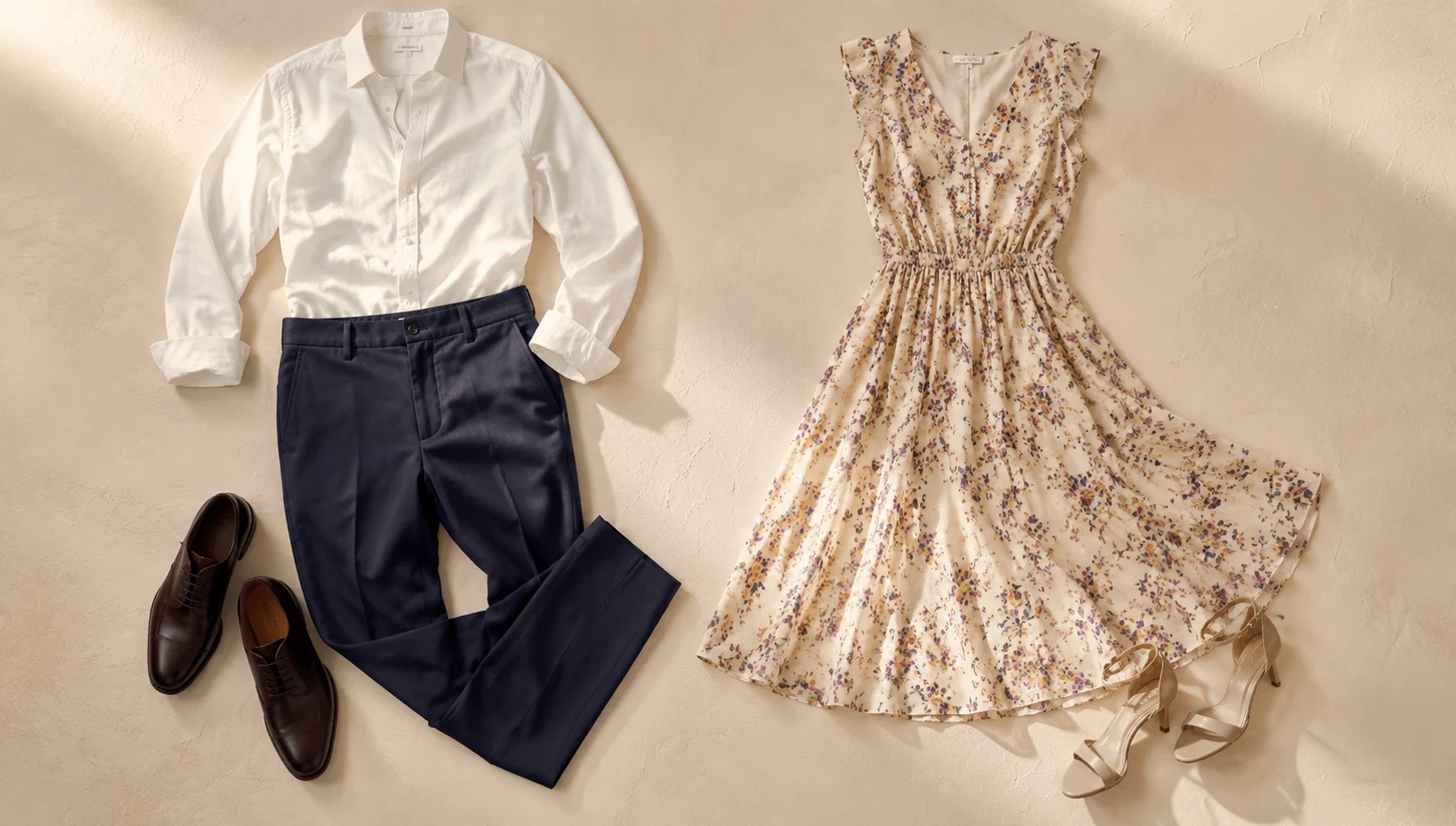 Outfit ideas for slow dance in midday crosswalk shadows engagement photos