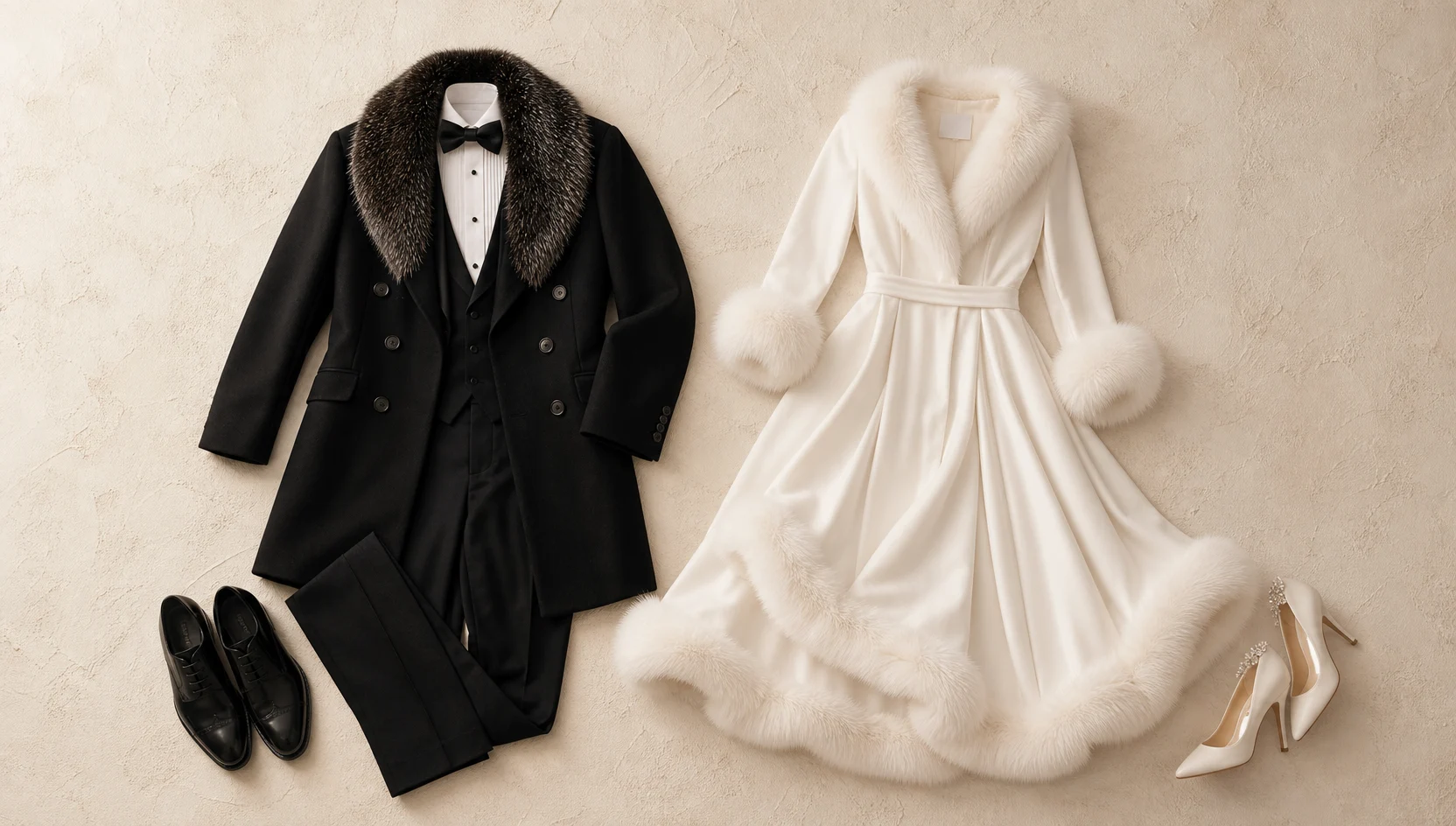 Outfit ideas for slow dance in pink sunrise light on snow engagement photos