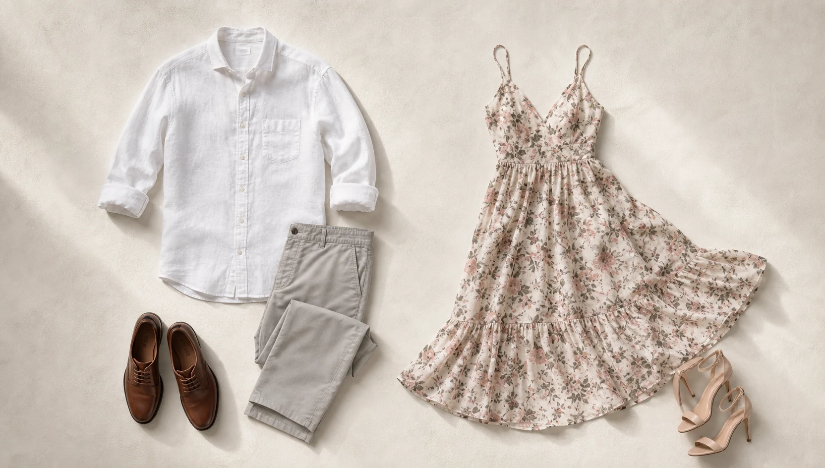Outfit ideas for slow dance on a shaded grand staircase engagement photos