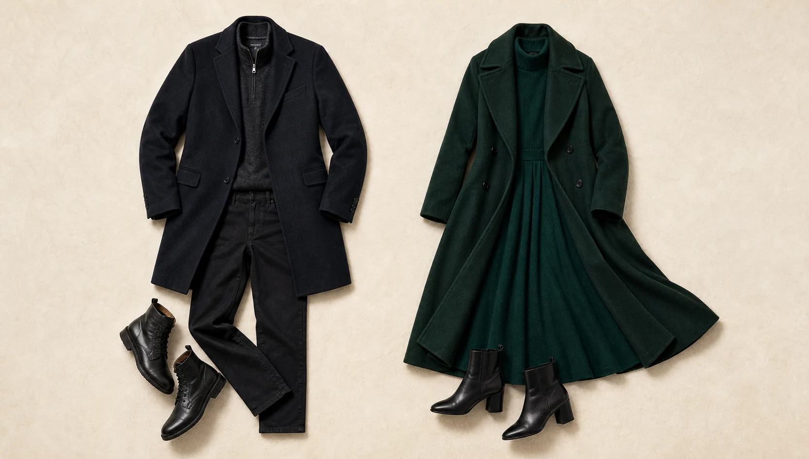Outfit ideas for slow dance in snow at golden hour engagement photos