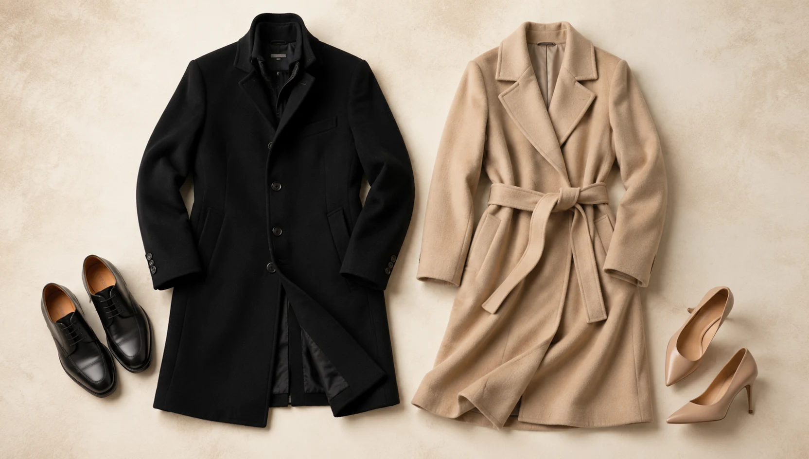 Outfit ideas for a whispered secret on a snowy avenue at golden hour engagement photos