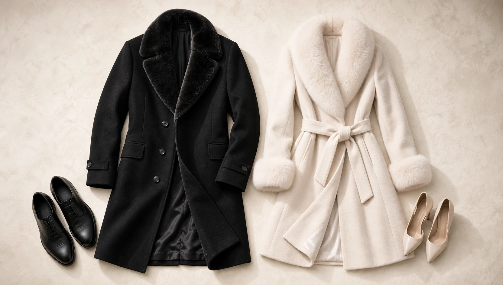 Outfit ideas for intimate ring reveal at sunrise in the snowy forest engagement photos
