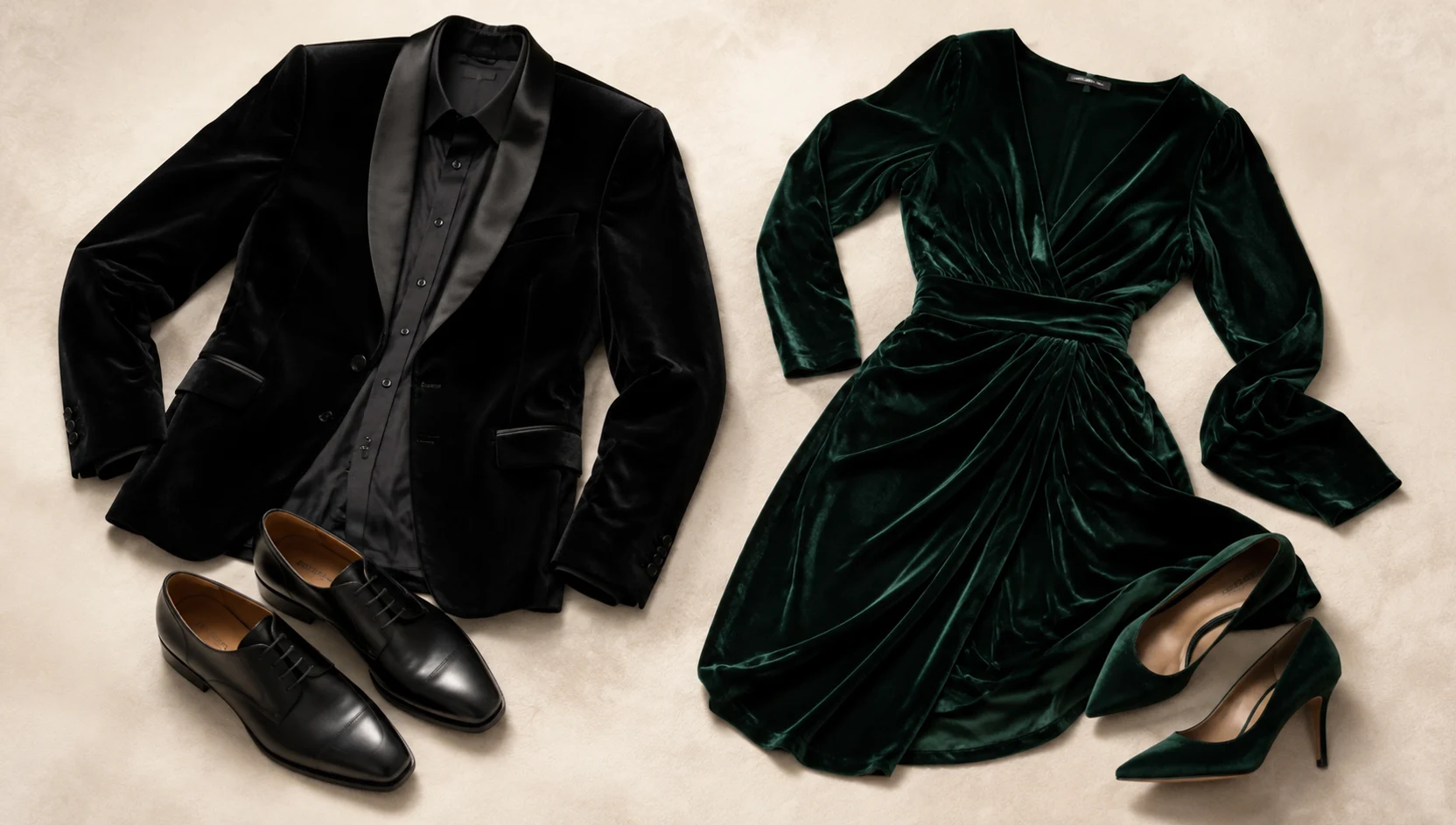 Outfit ideas for soft morning mist gentle dip kiss in dark velvet engagement photos