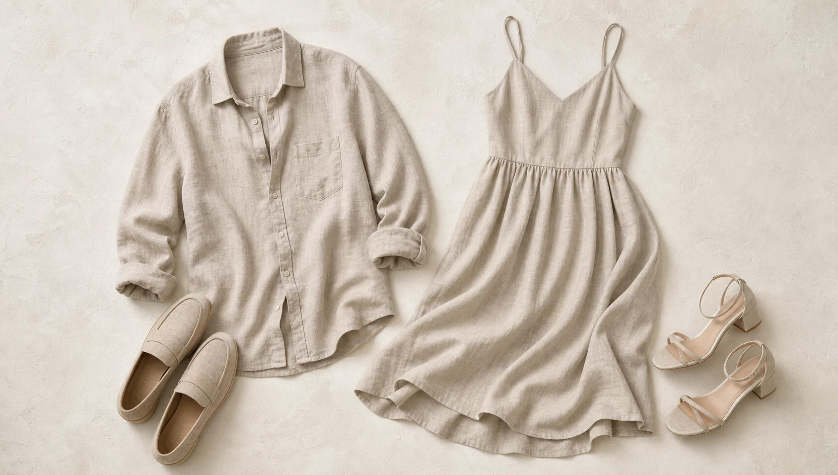 Outfit ideas for soft summit whisper in neutral linen engagement photos