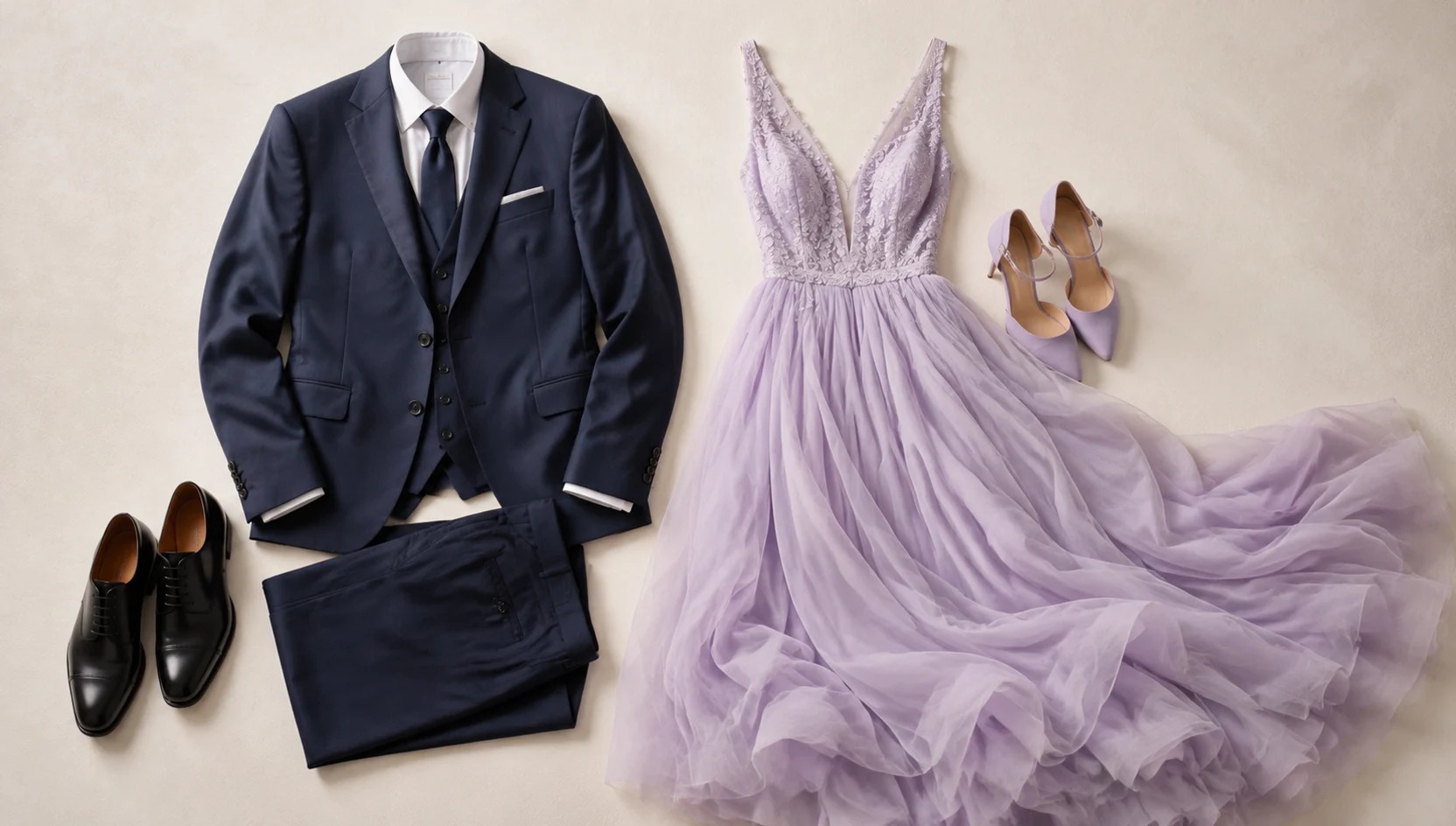 Outfit ideas for sunset sitting close in formal attire engagement photos
