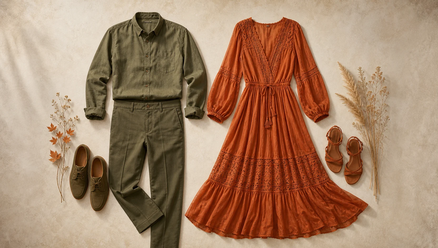 Outfit ideas for sunset stroll down a glowing golden path engagement photos