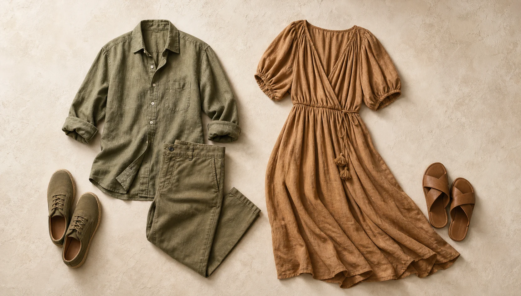 Outfit ideas for gazing at the fiery horizon from the cliffs engagement photos