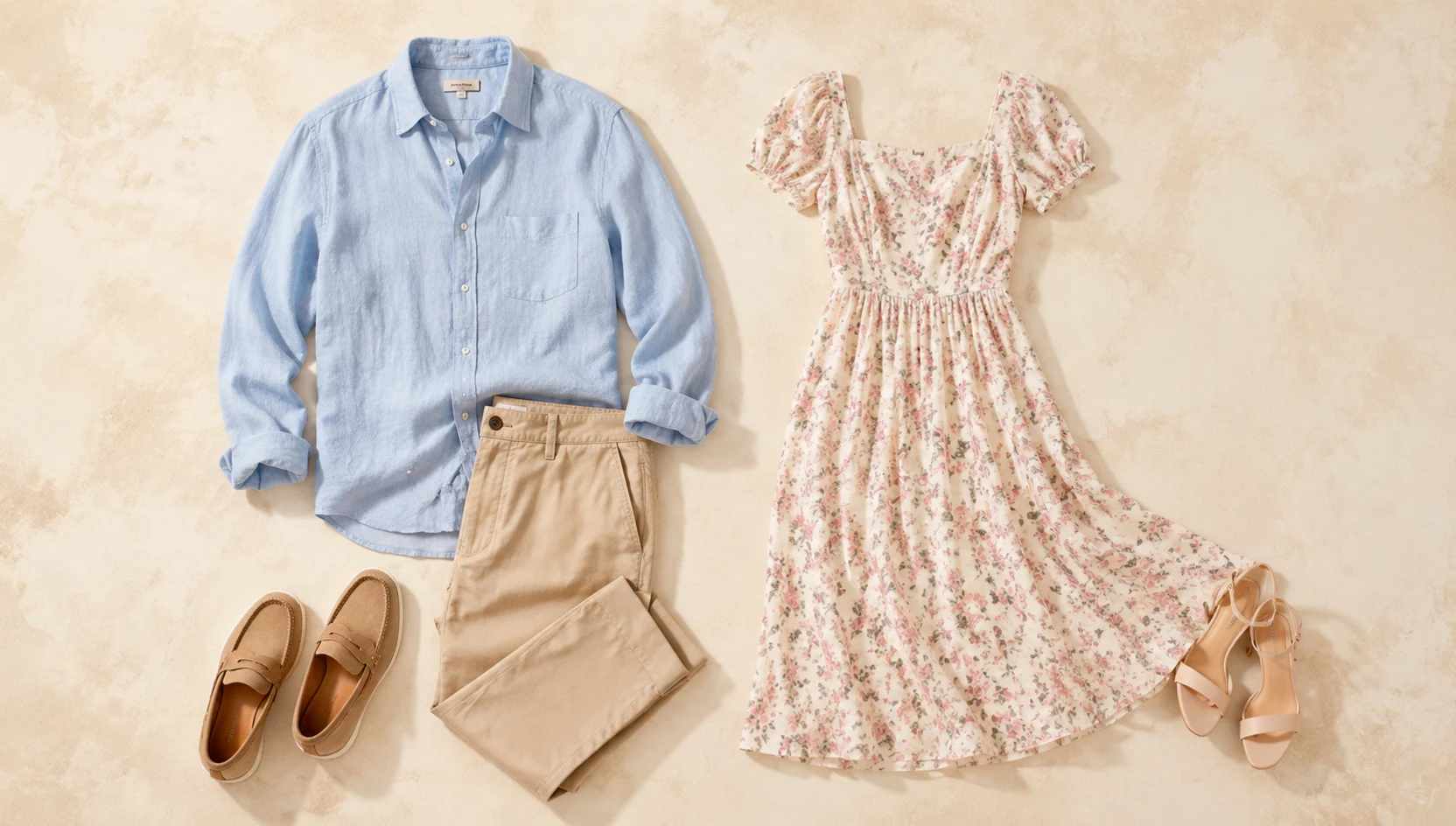 Outfit ideas for playful stroll along cherry blossom lane at sunset engagement photos