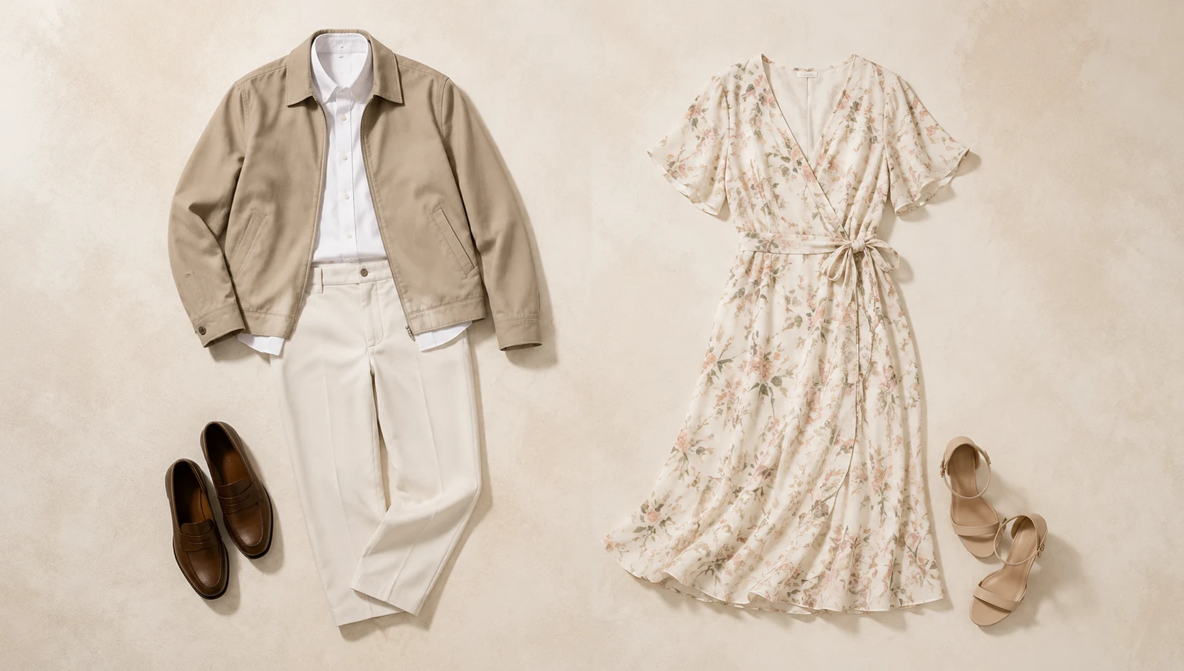 Outfit ideas for playful stroll along cherry blossom path at golden hour engagement photos
