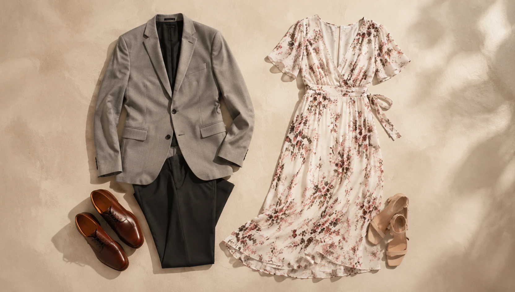 Outfit ideas for walking hand-in-hand into golden bridge light engagement photos