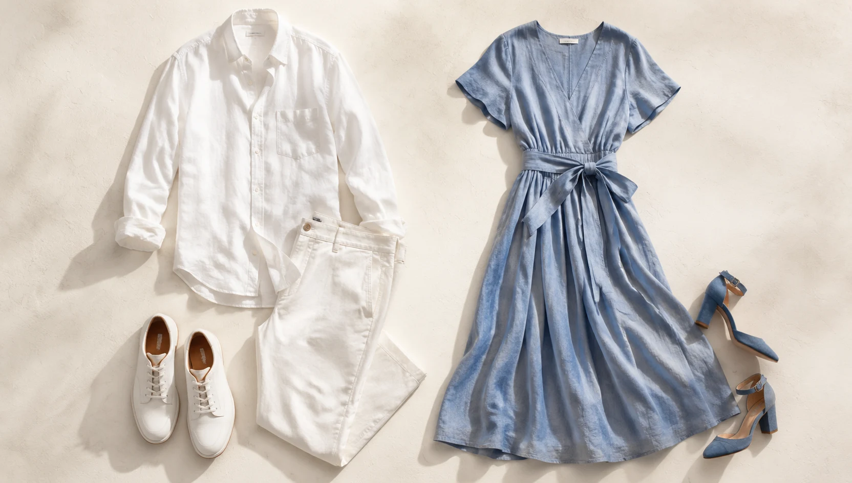 Outfit ideas for intimate stroll along spring shoreline at midday engagement photos