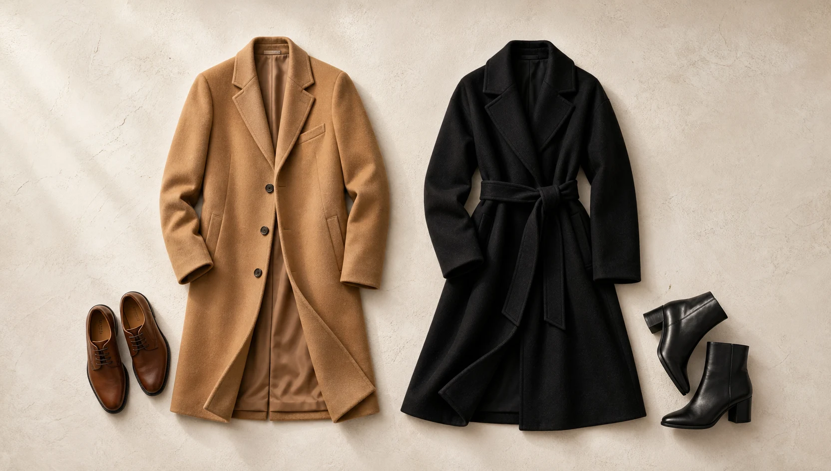 Outfit ideas for walking and laughing on a snowy ridge engagement photos