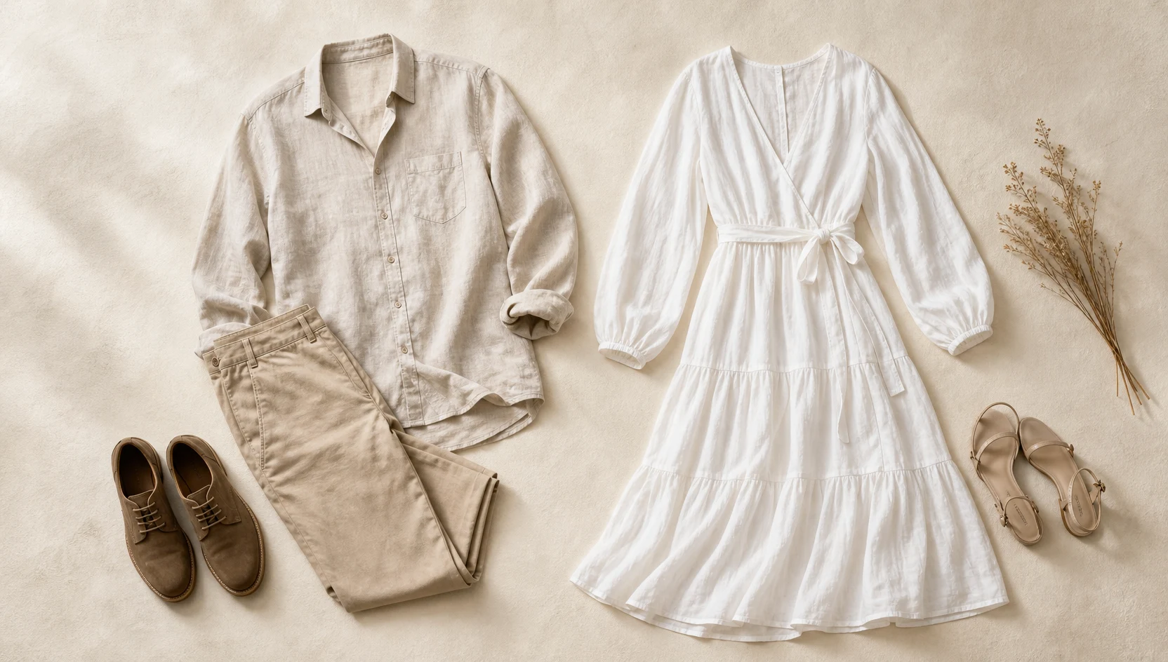 Outfit ideas for walking hand in hand through golden forest light engagement photos