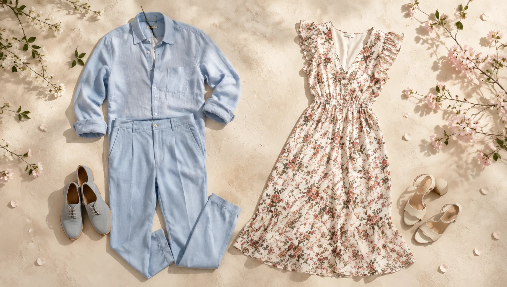 Outfit ideas for hand in hand through the golden wildflower meadow engagement photos