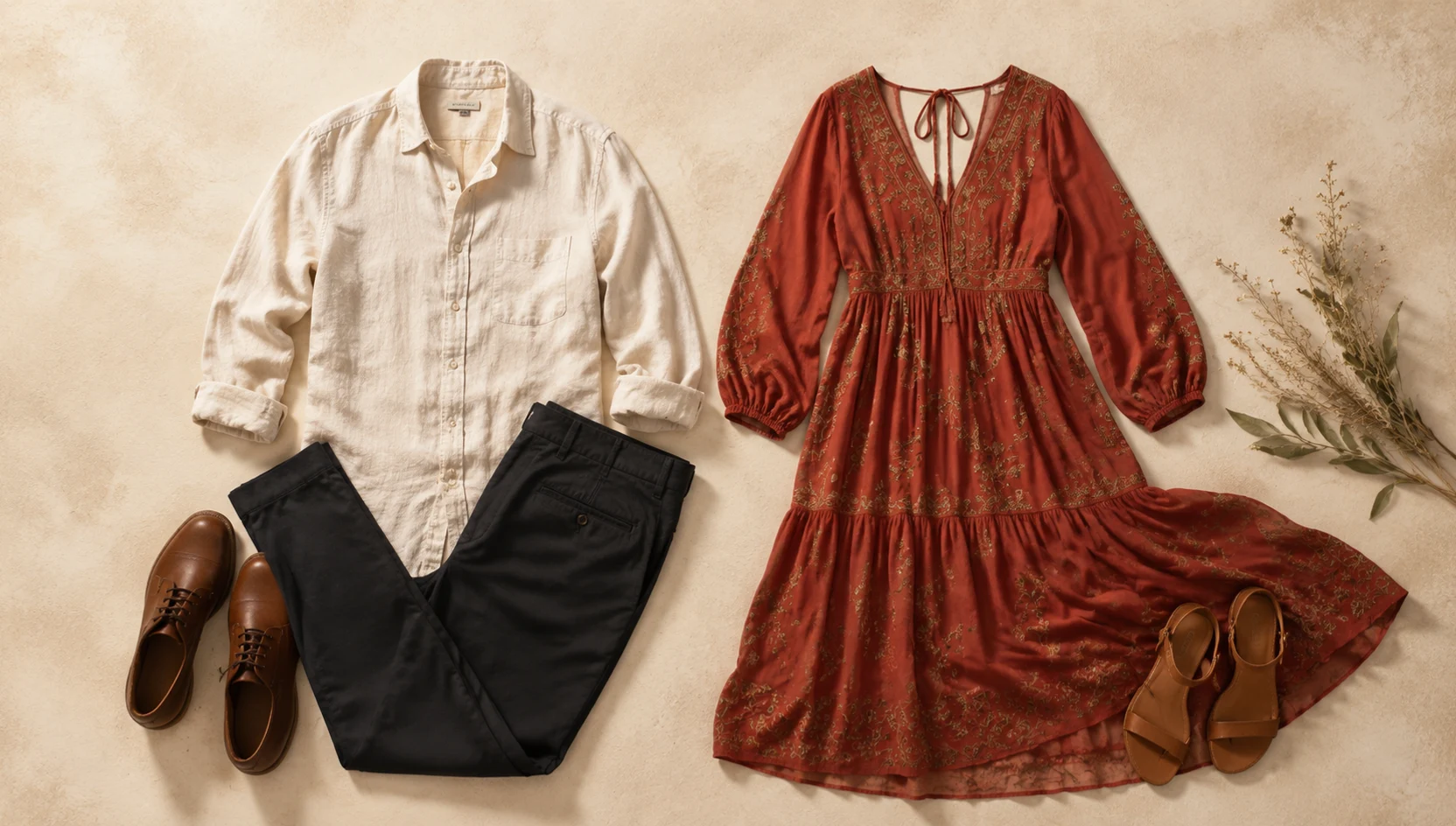 Outfit ideas for morning stroll through sunflower rows engagement photos